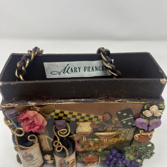 Mary Frances, Wine Themed Crossbody bag with Chain strap and intricate detail - Picture 13 of 13